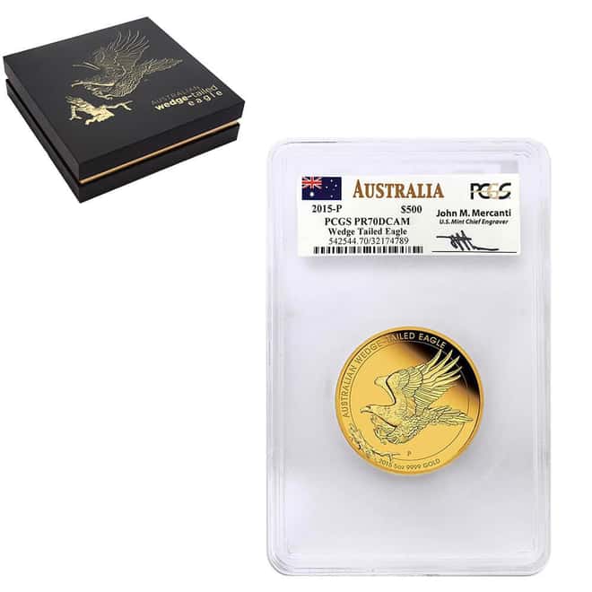 2015 5 oz Proof Gold Australian Wedge-Tailed Eagle Perth Mint PCGS PF 70 DCAM (John M. Mercanti)
