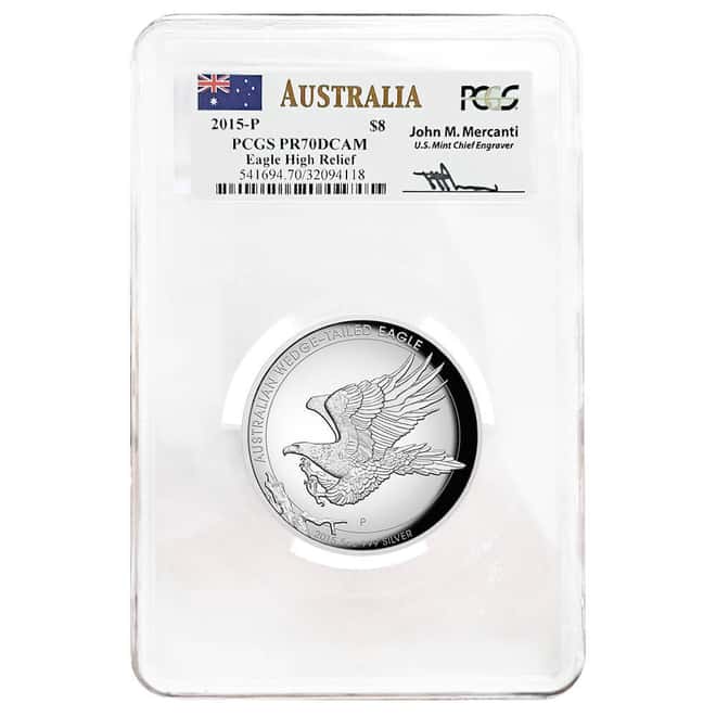 2015 5 oz Proof Silver Australian Wedge-Tailed Eagle Perth Mint PCGS PF 70 DCAM (John M. Mercanti)