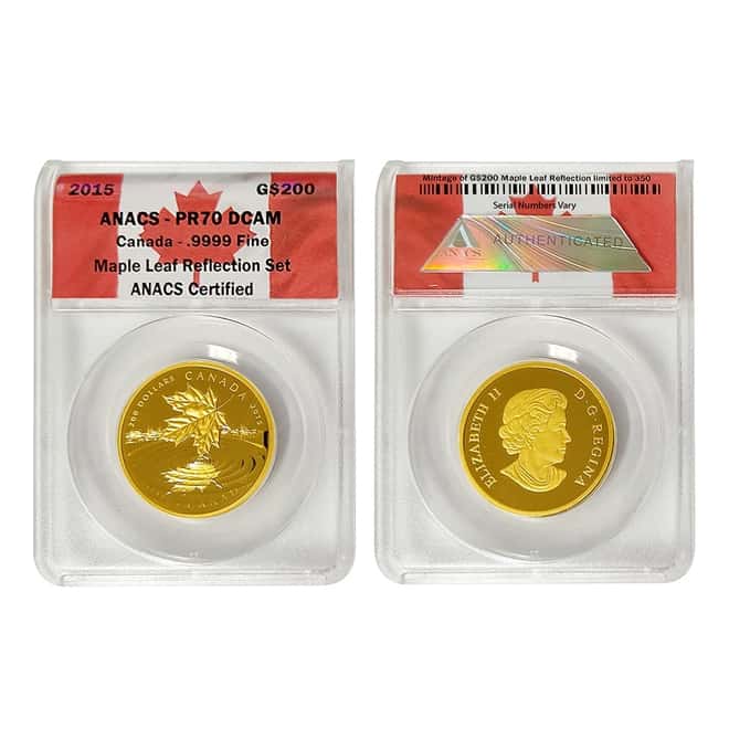 2015 Gold Silver Canadian Maple Leaf Reflection 2-Coin Set ANACS PF 70 DCAM