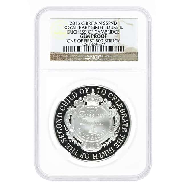 2015 Great Britain Royal Birth Duke and Duchess of Cambridge Silver Coin NGC Gem Proof