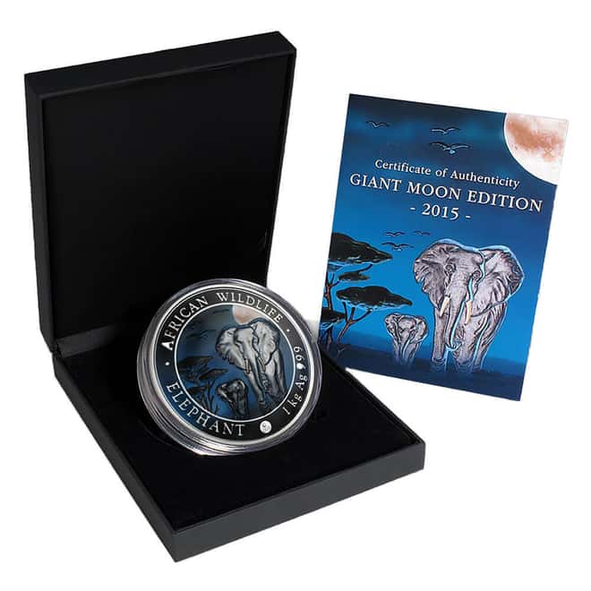 2015 Somalia 1 Kilo African Elephant Colorized Silver Coin (w/Box & COA)