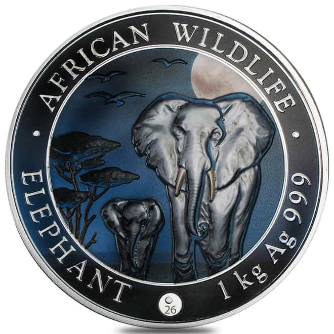 2015 Somalia 1 Kilo African Elephant Colorized Silver Coin (w/Box & COA)