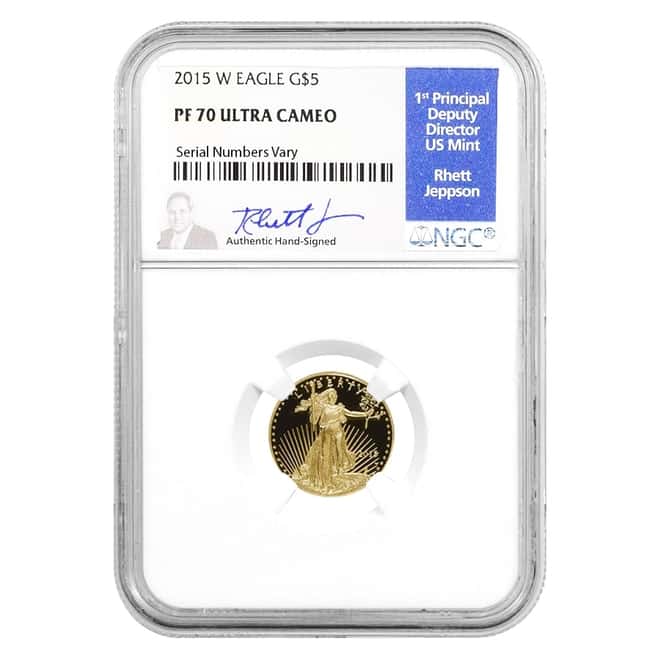 2015 W 1/10 oz $5 Proof Gold American Eagle NGC PF 70 UCAM (Rhett Jeppson Sign)
