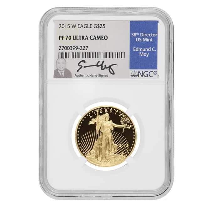 2015 W 1/2 oz $25 Proof Gold American Eagle NGC PF 70 UCAM (Edmund Moy Sign Label)