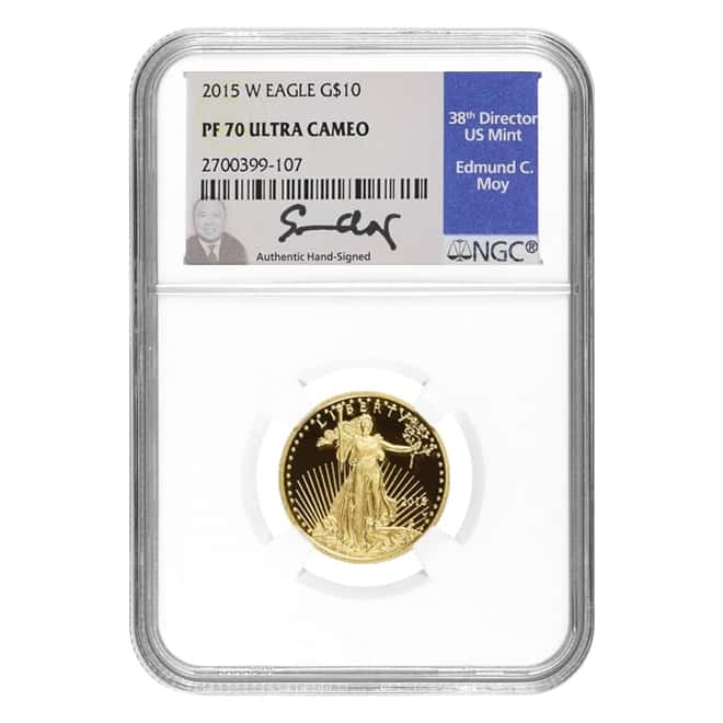 2015 W 1/4 oz $10 Proof Gold American Eagle NGC PF 70 UCAM (Edmund Moy Sign Label)