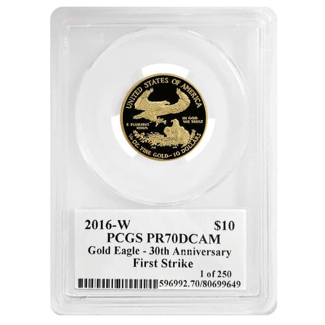 2016-W 1/4 oz $10 Proof Gold American Eagle PCGS PF 70 DCAM FS (Augustus Saint-Gaudens)