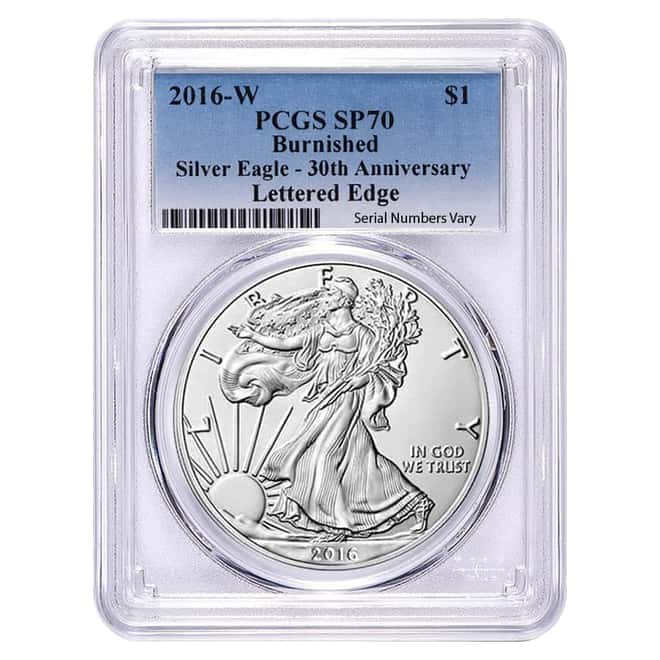 2016-W 1 oz Burnished Silver American Eagle PCGS SP 70 - 30th Anniversary