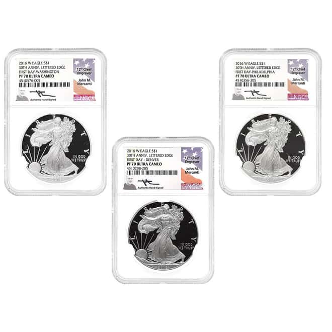 2016-W 3 oz Proof Silver American Eagle 3-Coin Set NGC PF 70 UCAM FD (John M. Mercanti)