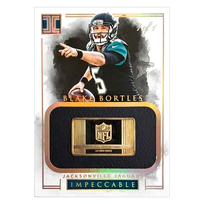 2016 0.29 oz Panini Impeccable Football Blake Bortles Gold Bar 14k - 1 of 1