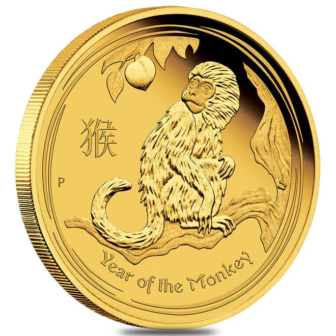 2016 1/10 oz Proof Gold Lunar Monkey Coin Australian Perth Mint