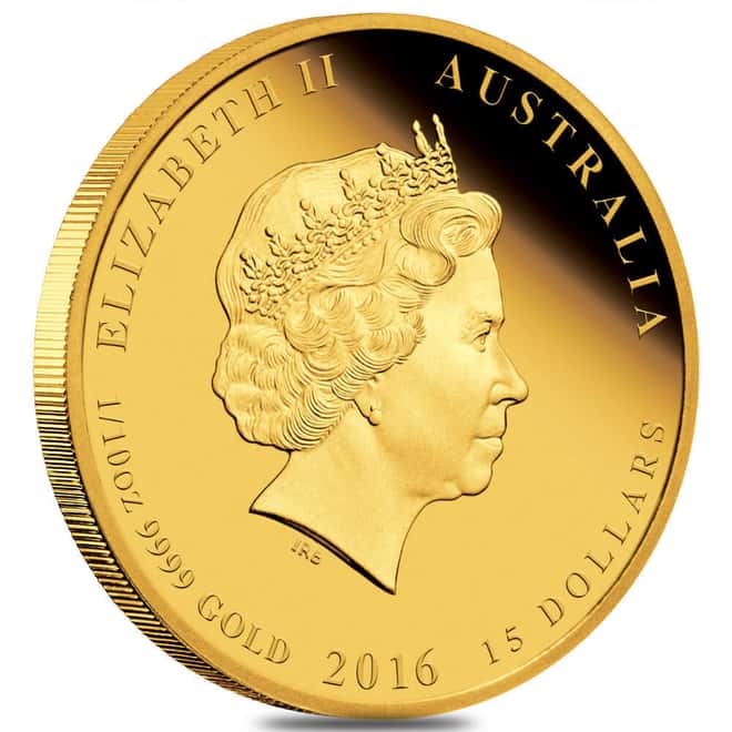 2016 1/10 oz Proof Gold Lunar Monkey Coin Australian Perth Mint