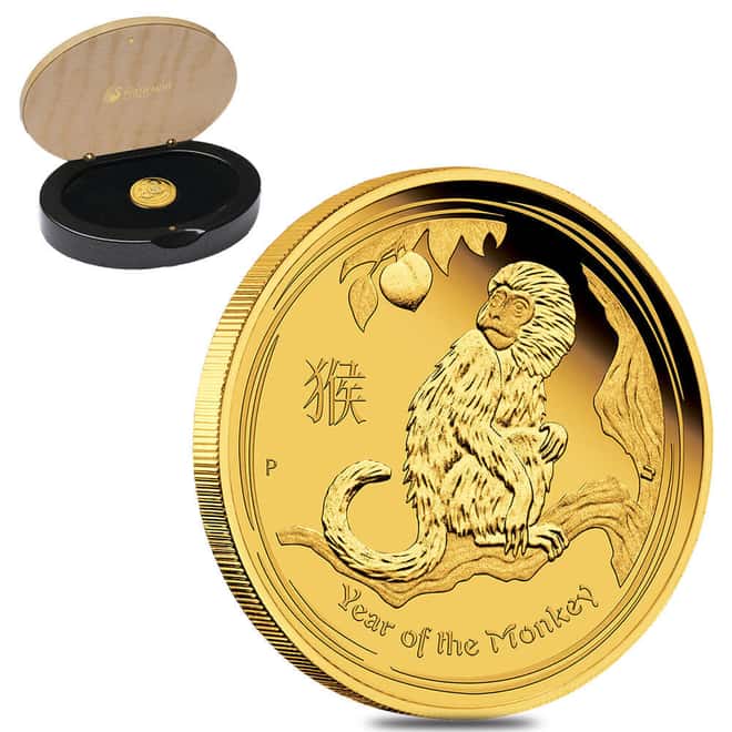 2016 1/10 oz Proof Gold Lunar Monkey Coin Australian Perth Mint