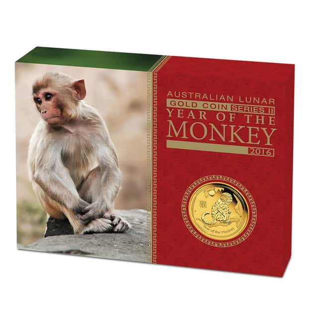 2016 1/10 oz Proof Gold Lunar Monkey Coin Australian Perth Mint