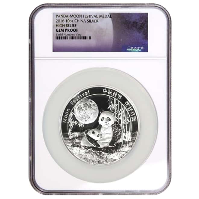 2016 10 oz Silver Chinese Panda Moon Festival Proof Medal NGC Gem PF