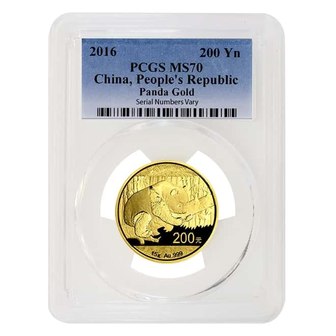 2016 15 gram Chinese Gold Panda 200 Yuan PCGS MS 70