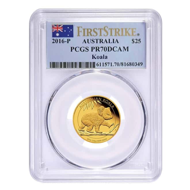 2016 1/4 oz Proof Gold Australian Koala Perth Mint PCGS PF 70 DCAM FS