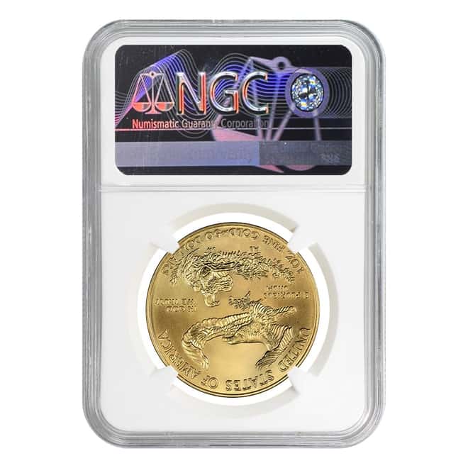 2016 1 oz $50 Gold American Eagle NGC MS 69 Mint Error (Obv Struck Thru) 