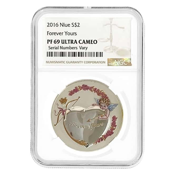 2016 1 oz Niue Silver $2 Forever Yours Proof-Like Coin NGC PF 69