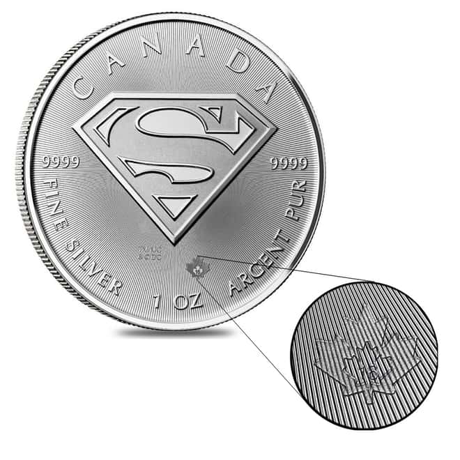 2016 1 oz Silver Canadian Superman: S-Shield .9999 Fine $5 Coin 