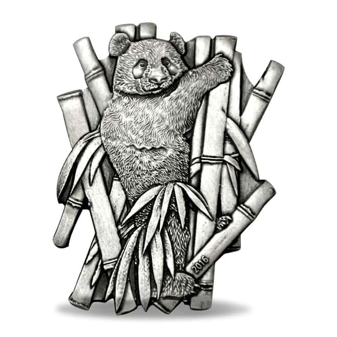 2016 1 oz Silver Giant Panda - World's 8 Burkina Faso Antiqued Coin (w/Box & COA)