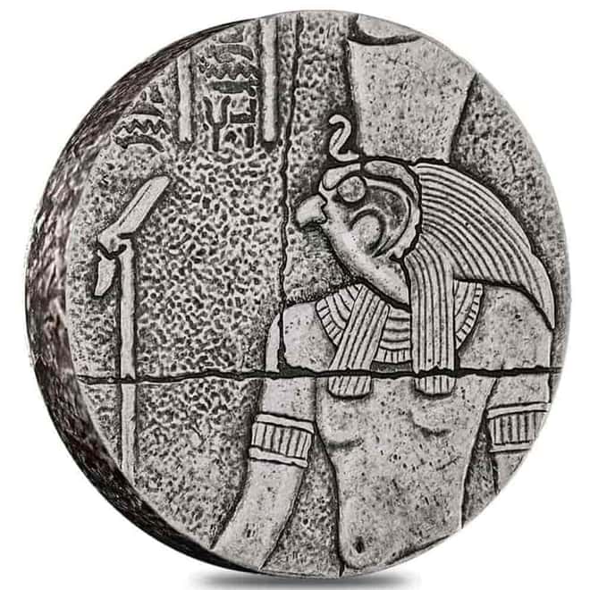 2016 2 oz Chad Egyptian Relic Series Antiqued Horus Silver Coin (w/Box)