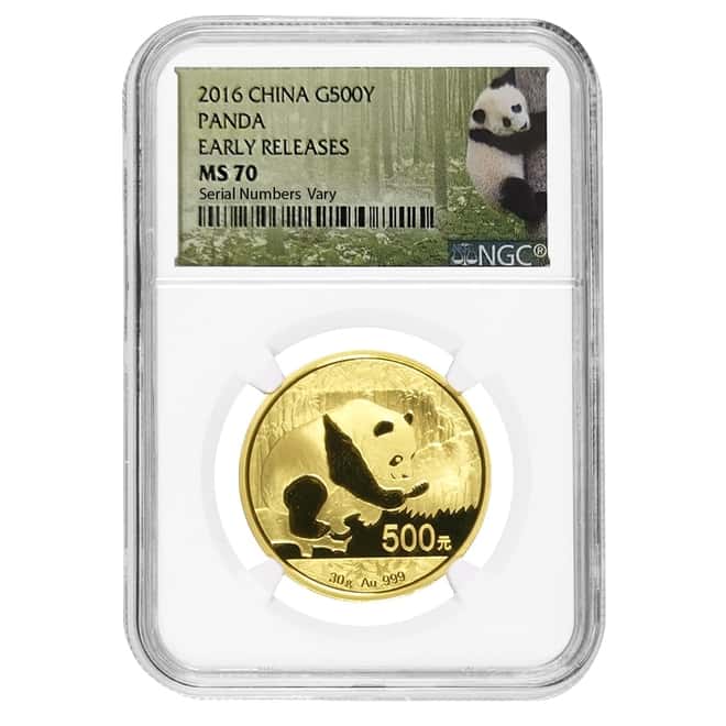 2016 30 gram Chinese Gold Panda 500 Yuan NGC MS 70 Early Releases