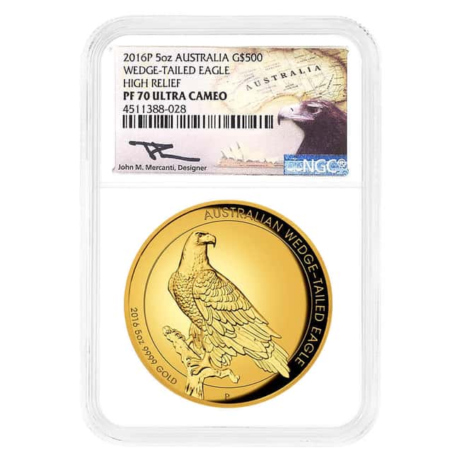 2016 5 oz Proof Gold Australian Wedge-Tailed Eagle Perth Mint NGC PF 70 UCAM (John M. Mercanti)