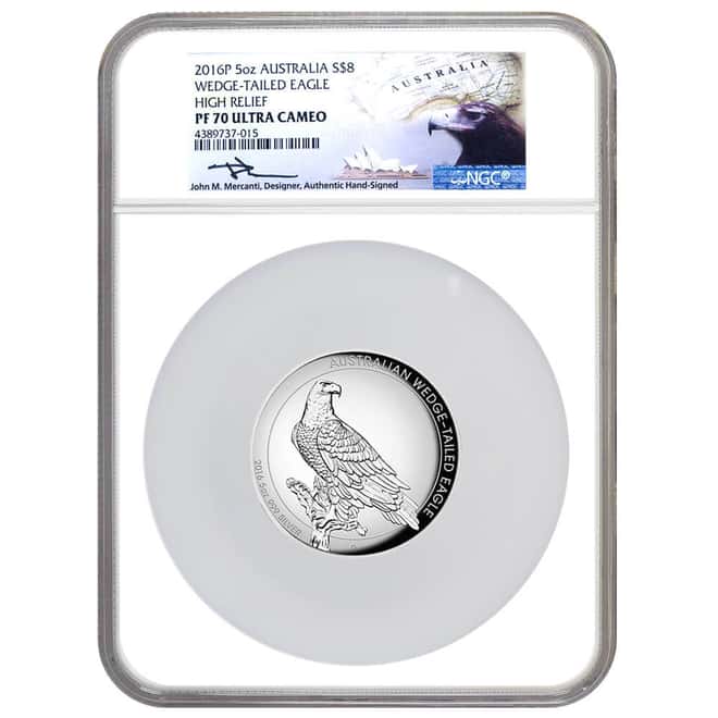 2016 5 oz Proof Silver Australian Wedge-Tailed Eagle Perth Mint NGC PF 70 UCAM (John M. Mercanti)