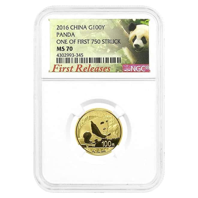 2016 8 Gram Chinese Gold Panda NGC MS 70 FR