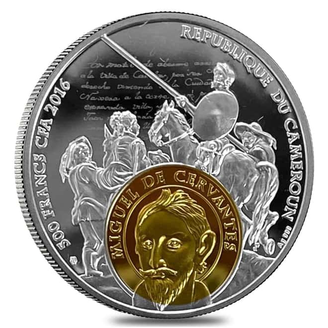 2016 Cameroon 17.50 gram Silver Cervantes and Shakespeare Proof Coin (w/Box & COA)
