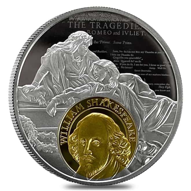 2016 Cameroon 17.50 gram Silver Cervantes and Shakespeare Proof Coin (w/Box & COA)
