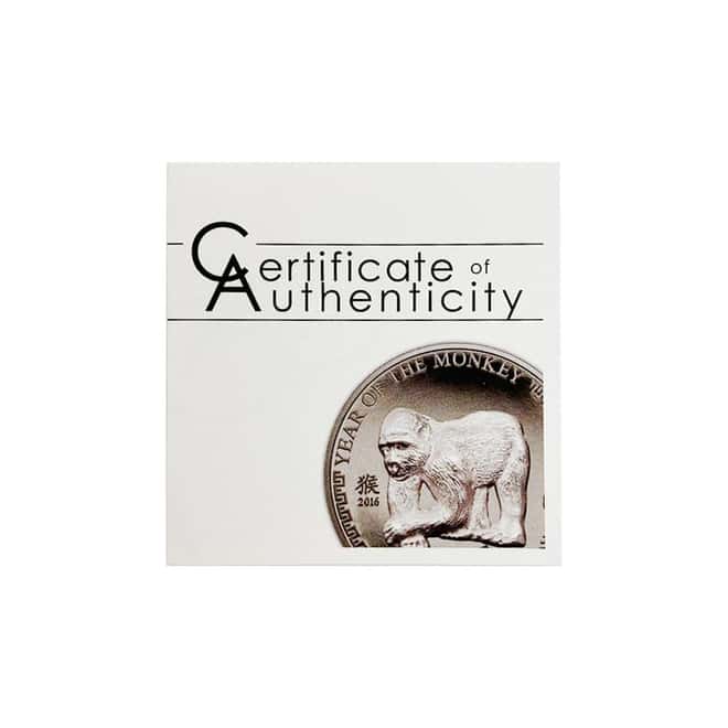 2016 Mongolia 25 gram Silver Lunar Year of the Monkey High Relief Coin (w/Box & COA)