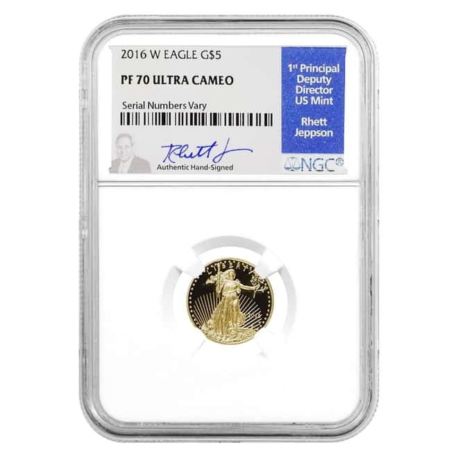 2016 W 1/10 oz $5 Proof Gold American Eagle NGC PF 70 UCAM (Rhett Jeppson Sign)