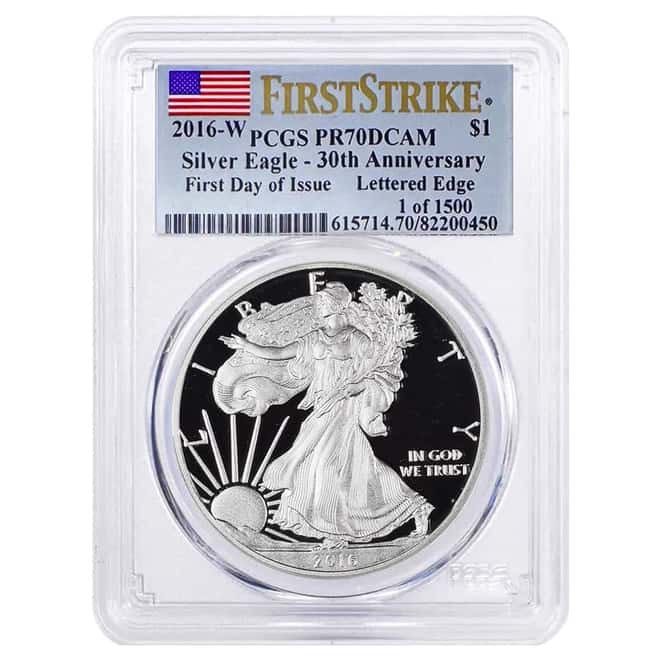 2016-W 1 oz Proof Silver American Eagle PCGS PF 70 FDOI