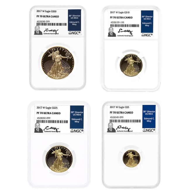 2017-W 1.85 oz Proof Gold American Eagle 4-Coin Set NGC PF 70 UCAM (Edmund C. Moy)