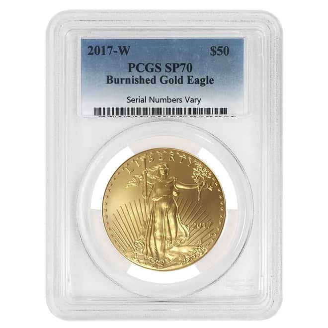 2017-W 1 oz $50 Burnished Gold American Eagle PCGS SP 70