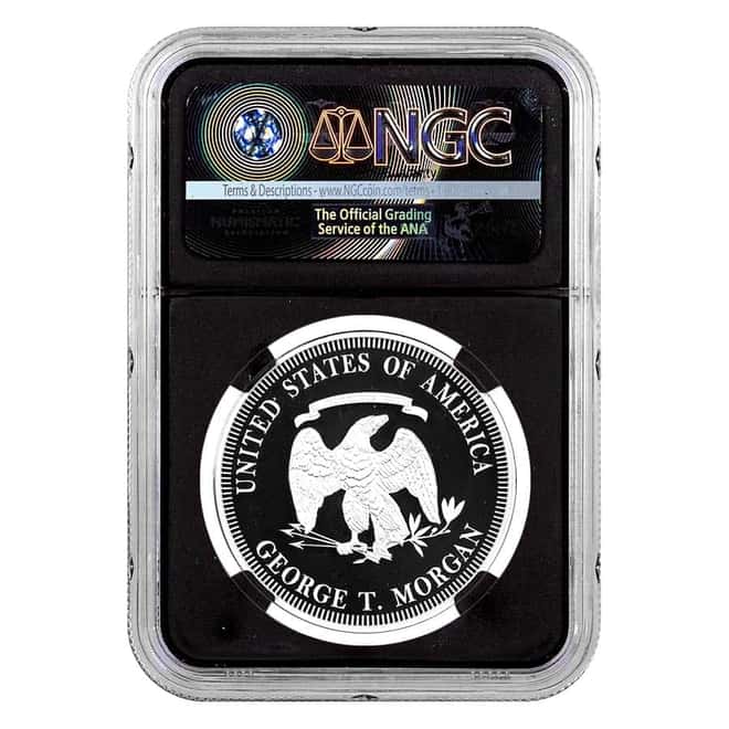 2017 1 oz Silver George T. Morgan's First Silver Dollar Private Issue NGC PF 70 UCAM (Retro, Smithsonian Label)