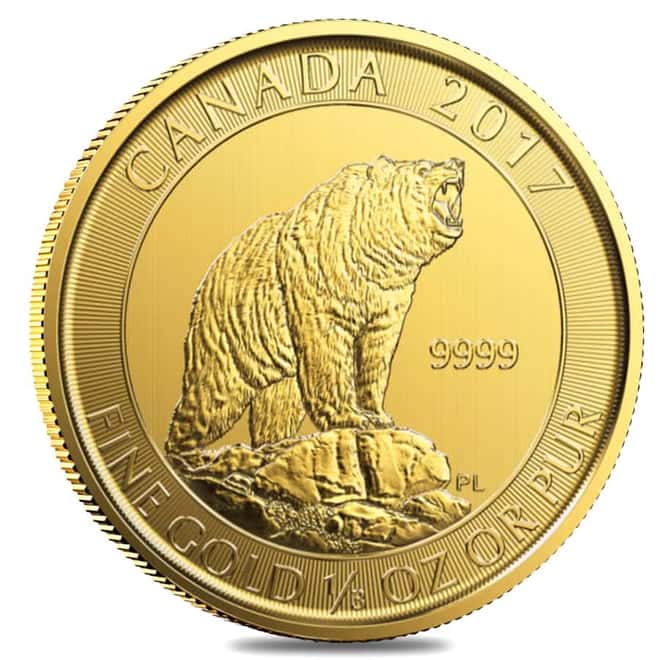 2017 1/3 oz $15 Canadian Grizzly Bear Gold Coin .9999 Fine BU (Sealed)