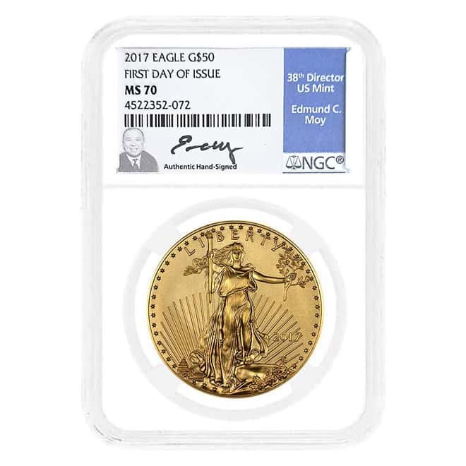 2017 1 oz $50 Gold American Eagle NGC MS 70 FDOI (Moy)