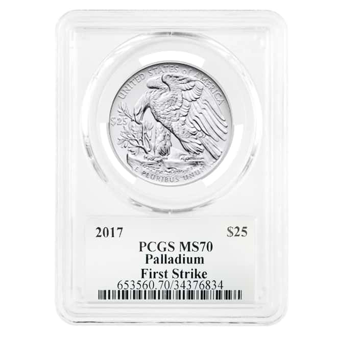 2017 1 oz Palladium American Eagle PCGS MS 70 First Strike (John Mercanti Sign Label)