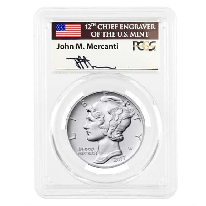 2017 1 oz Palladium American Eagle PCGS MS 70 First Strike (John Mercanti Sign Label)