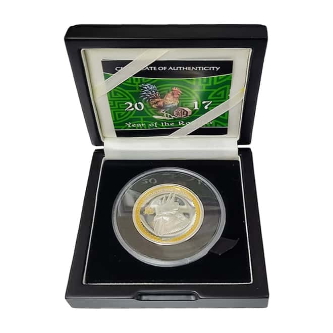 2017 1 oz Proof Silver Lunar Year of the Rooster Palau Coin .999 Fine (w/Box & COA)