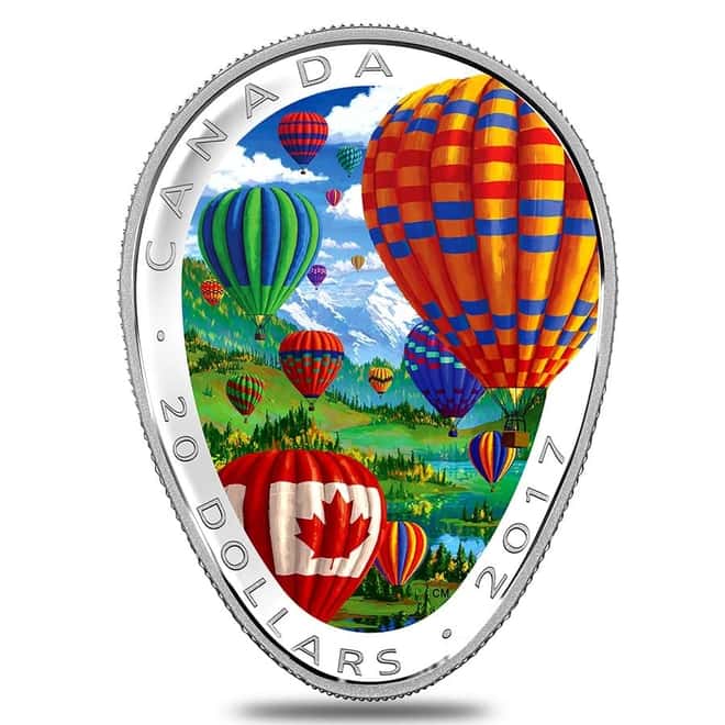 2017 1 oz Silver Canada Hot Air Balloons Colorized Proof Coin (w/Box & COA)