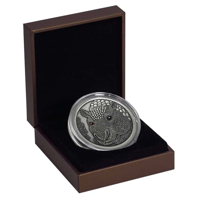 2017 1 oz Silver Glyptodon Burkina Faso Antiqued Coin (w/Box & COA)