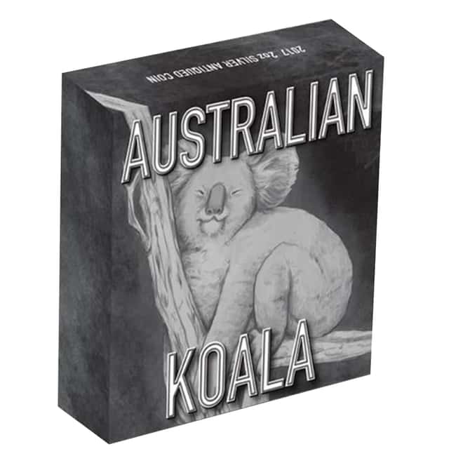 2017 2 oz Silver Australian Koala High Relief Antiqued Coin Perth Mint (w/Box & COA)