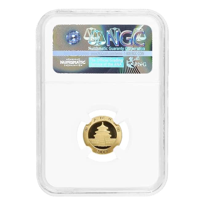 2017 3 gram Chinese Gold Panda 50 Yuan NGC MS 70 FDOI