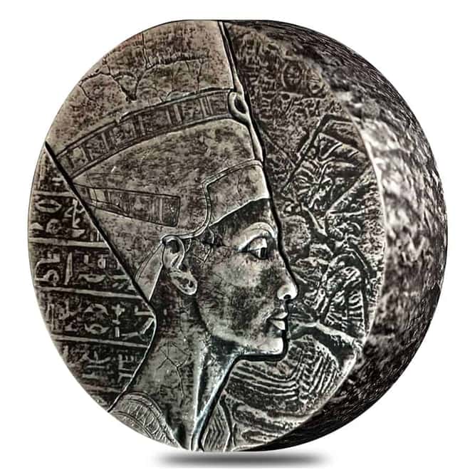 2017 5 oz Republic of Chad 3000 Francs Silver Nefertiti Coin - Egyptian Relic Series