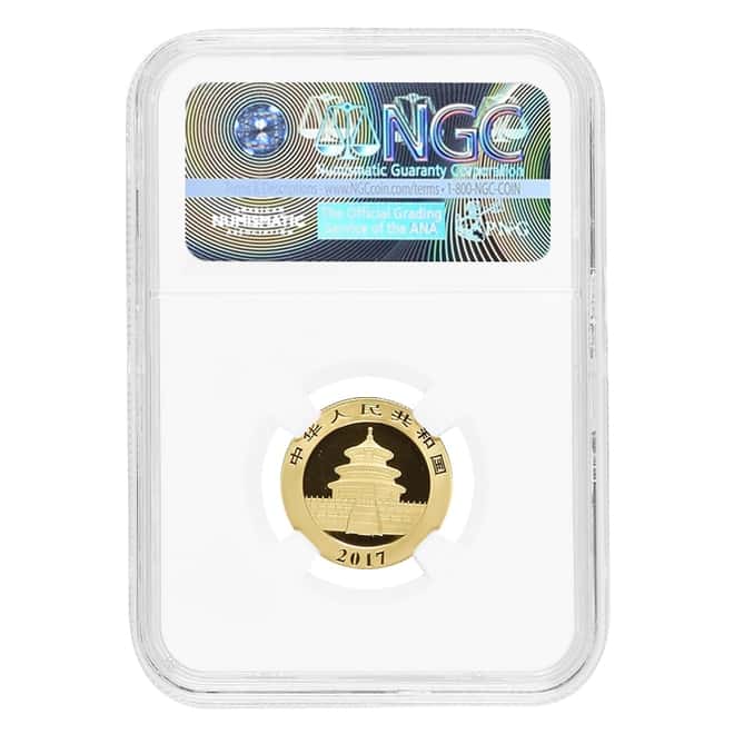 2017 8 gram Chinese Gold Panda 100 Yuan NGC MS 70 FDOI