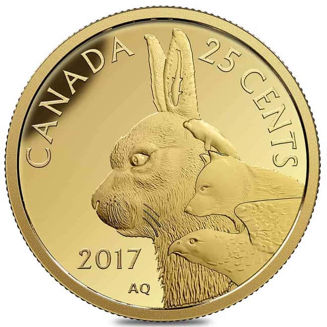 2017 Canada 1/2 Gram Predator vs. Prey Inuit Arctic Hare Proof Gold Coin