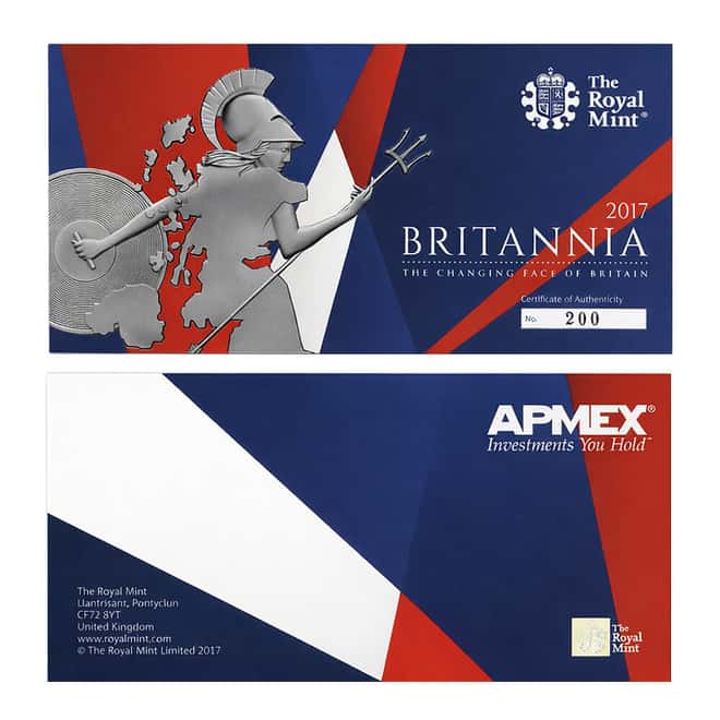 2017 Great Britain 1 oz Silver Britannia Proof/Reverse Proof 2-Coin Set (w/Box & COA)